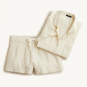 NWT! J Crew Soft Gauze Short-Sleeve Pajama Set XXS Natural Straw